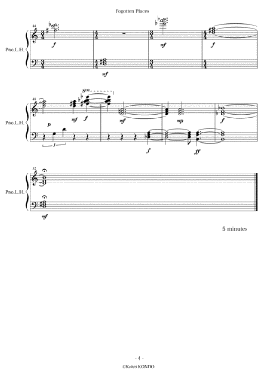 Forgotten Places for piano with left hand only　Op.185