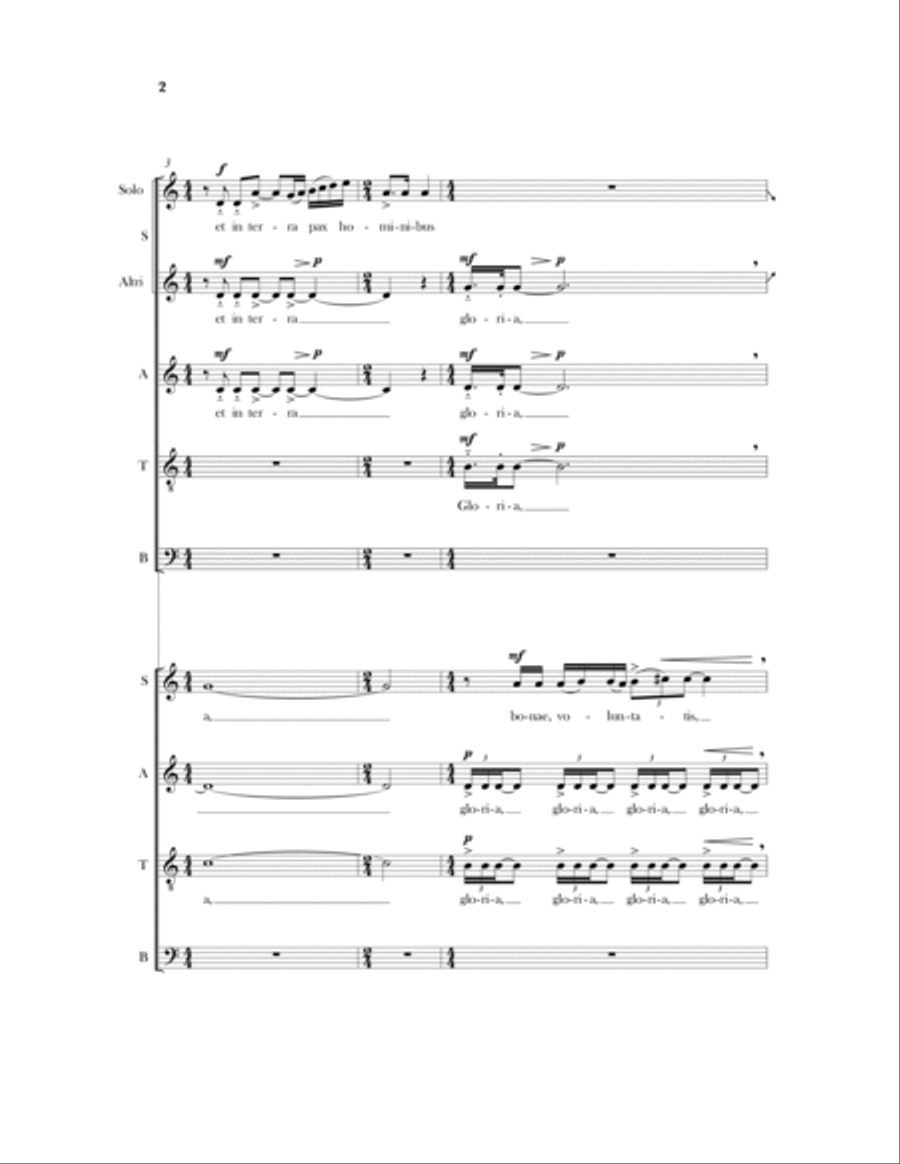 Gloria, Double Chorus a cappella Divisi scores gallery preview page 4