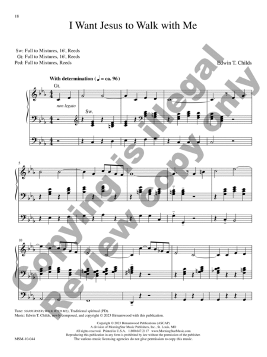 I Want Jesus to Walk with Me Organ scores gallery preview page 9