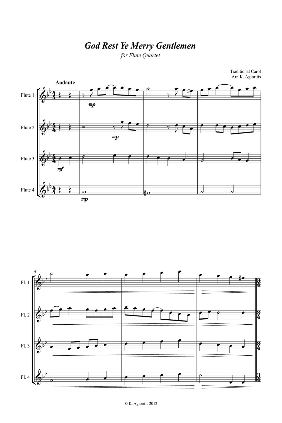 Jazz Carols Collection for Flute Quartet - Set Seven Flute Quartet scores gallery preview page 2