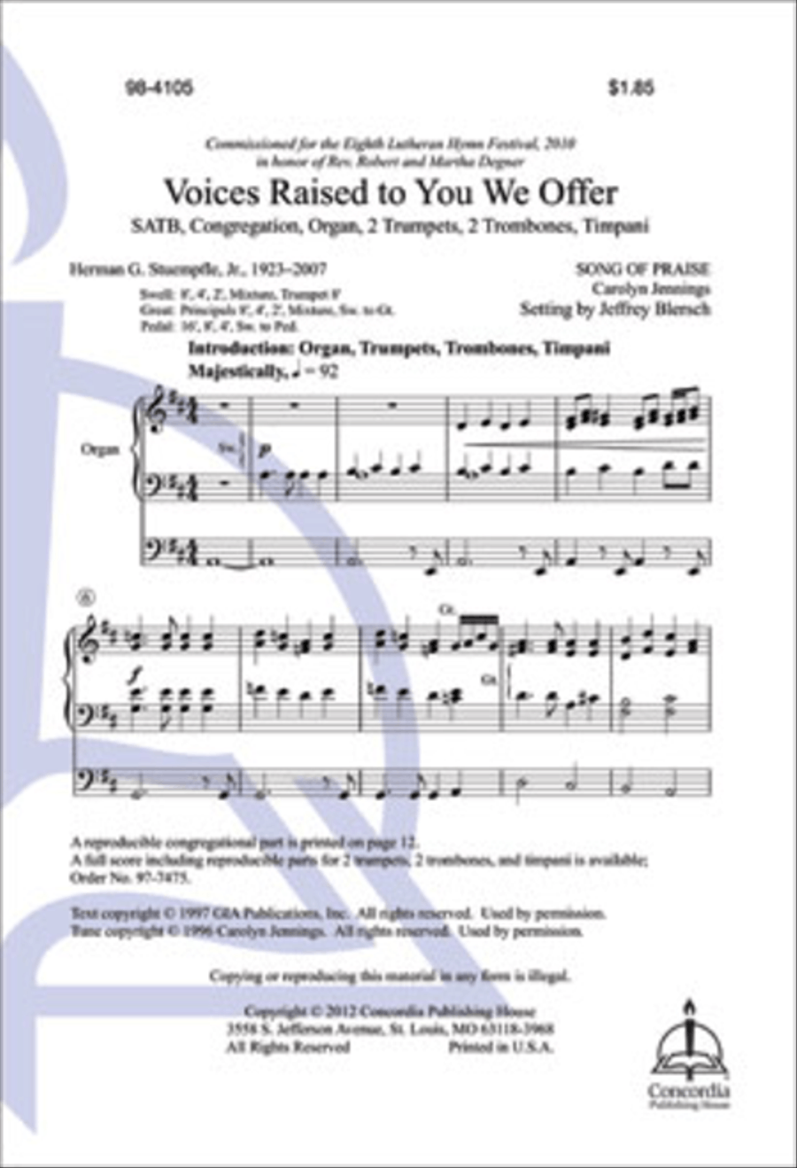 Voices Raised to You We Offer 4-Part scores gallery preview page 1
