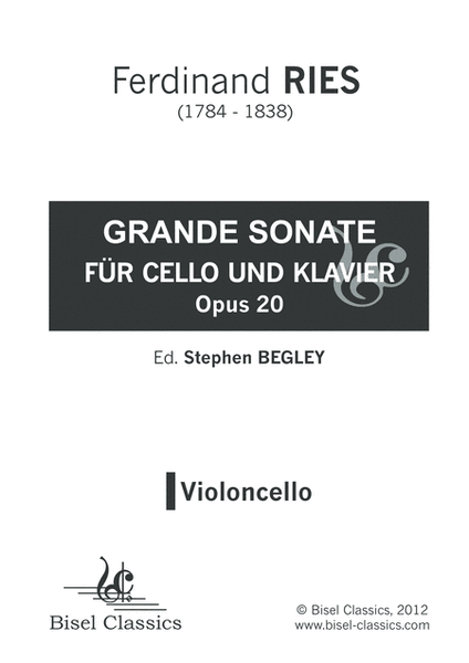 Grande Sonate fur Cello und Klavier, Opus 20 - Cello Part