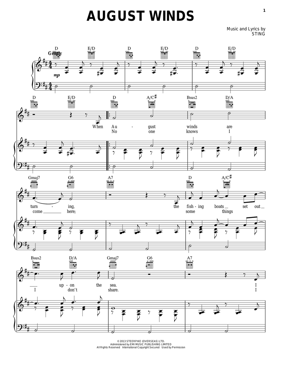 August Winds August Winds Acoustic Guitar scores gallery preview page 1