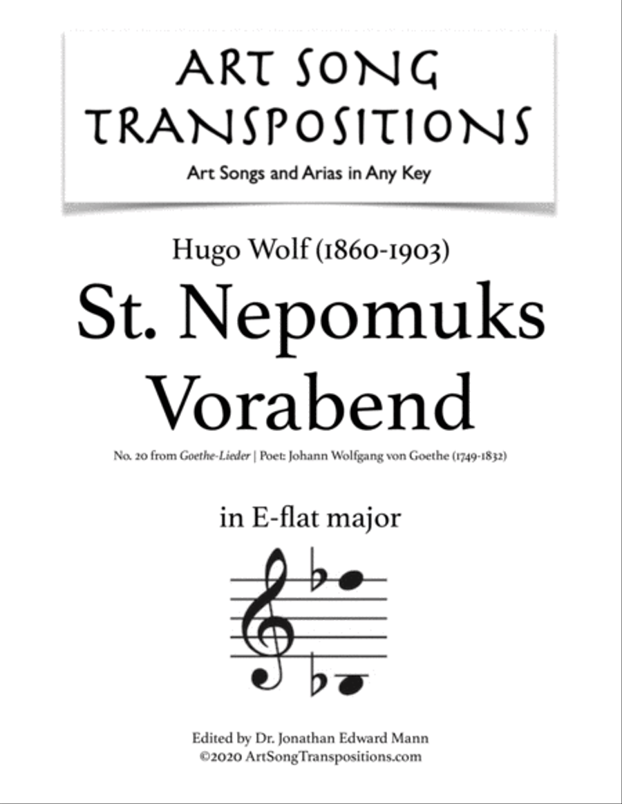 WOLF: St. Nepomuks Vorabend (transposed to E-flat major) Voice scores gallery preview page 1