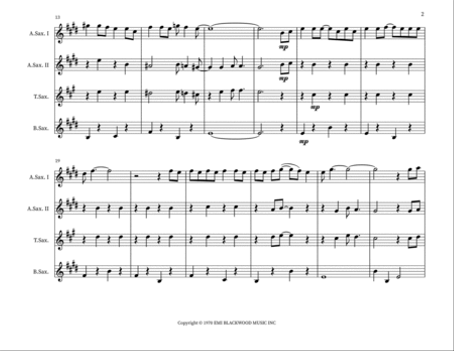 Put Your Hand In The Hand Saxophone Quartet scores gallery preview page 2