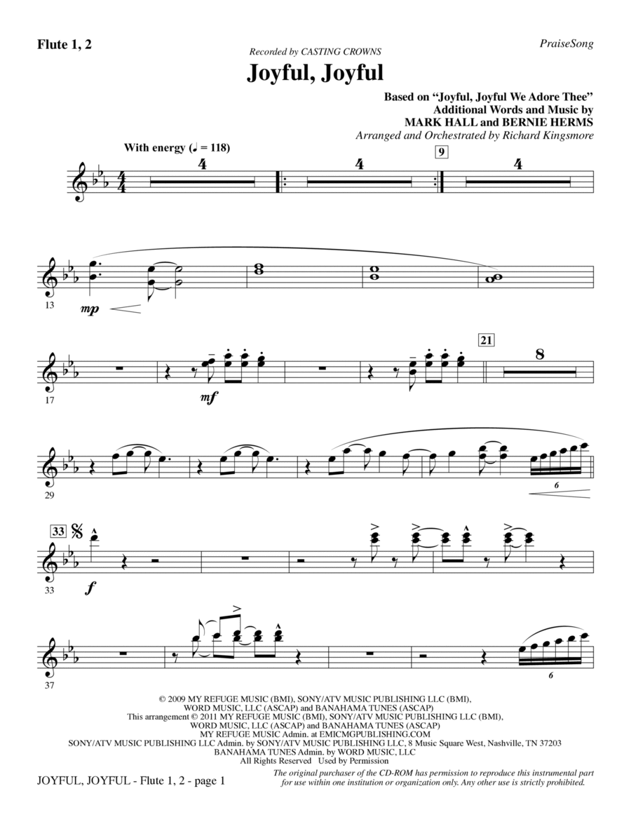 Joyful, Joyful - Flute Choir scores gallery preview page 1