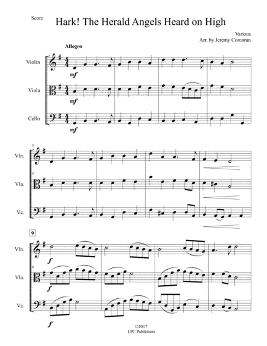 Hark! The Herald Angels Heard on High for String Trio String Trio scores gallery preview page 2