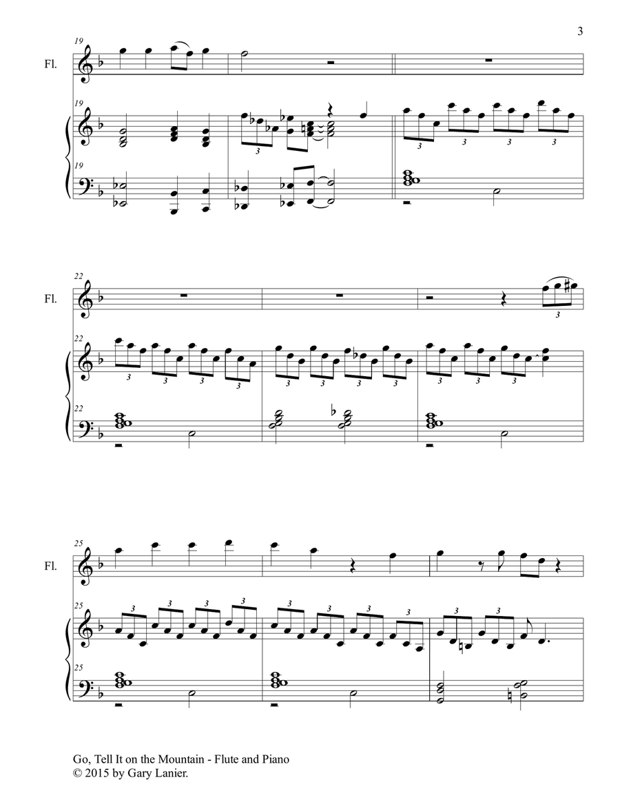 GO, TELL IT ON THE MOUNTAIN (Duet – Flute and Piano/Score and Parts) image number null