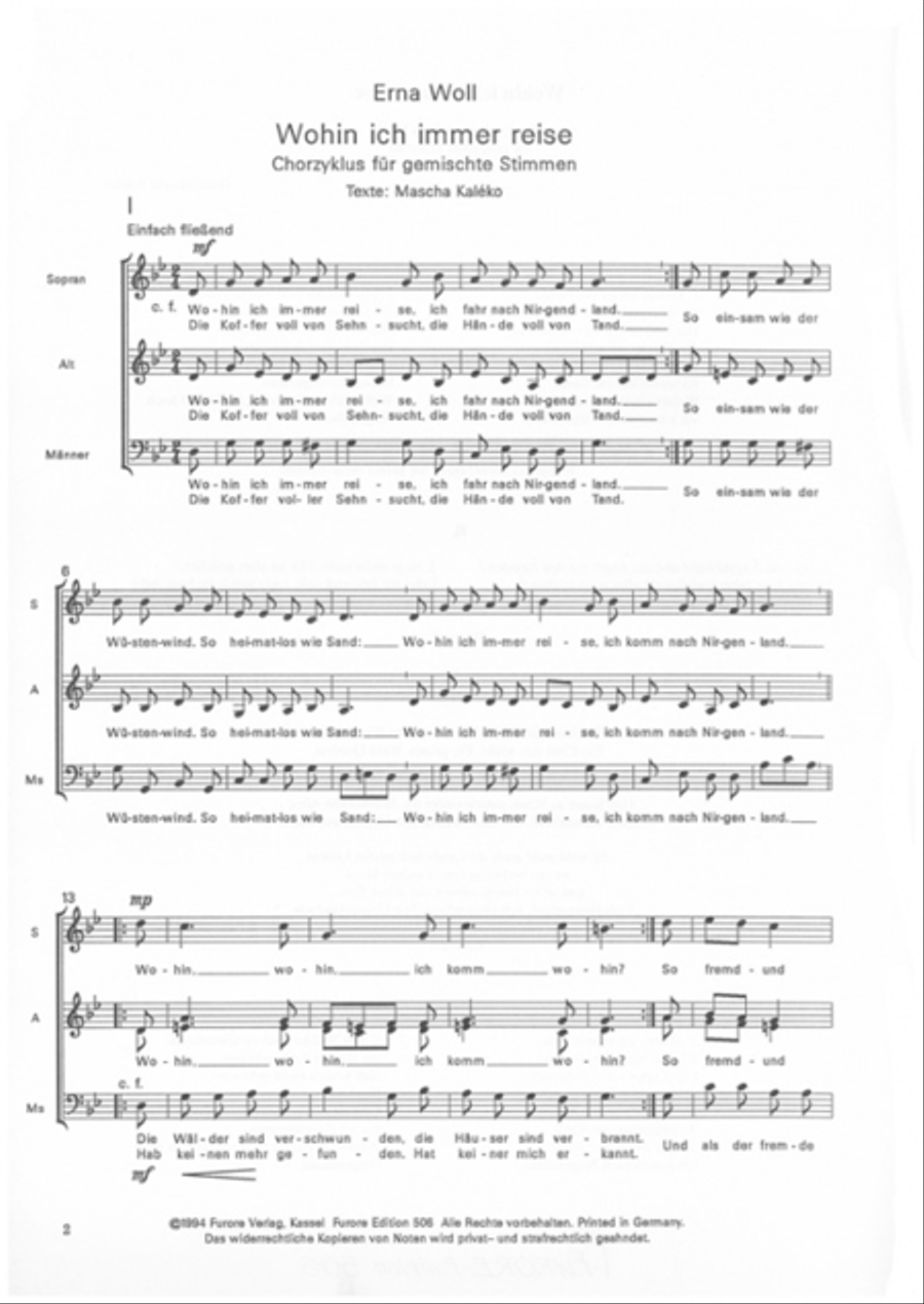 Wohin ich immer reise A Cappella scores gallery preview page 1