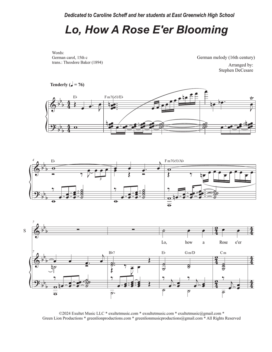 Book cover for Lo, How A Rose E'er Blooming (2-part choir - (Soprano and Tenor)