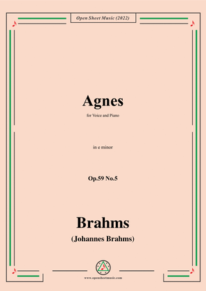 Book cover for Brahms-Agnes,Op.59 No.5 in e minor