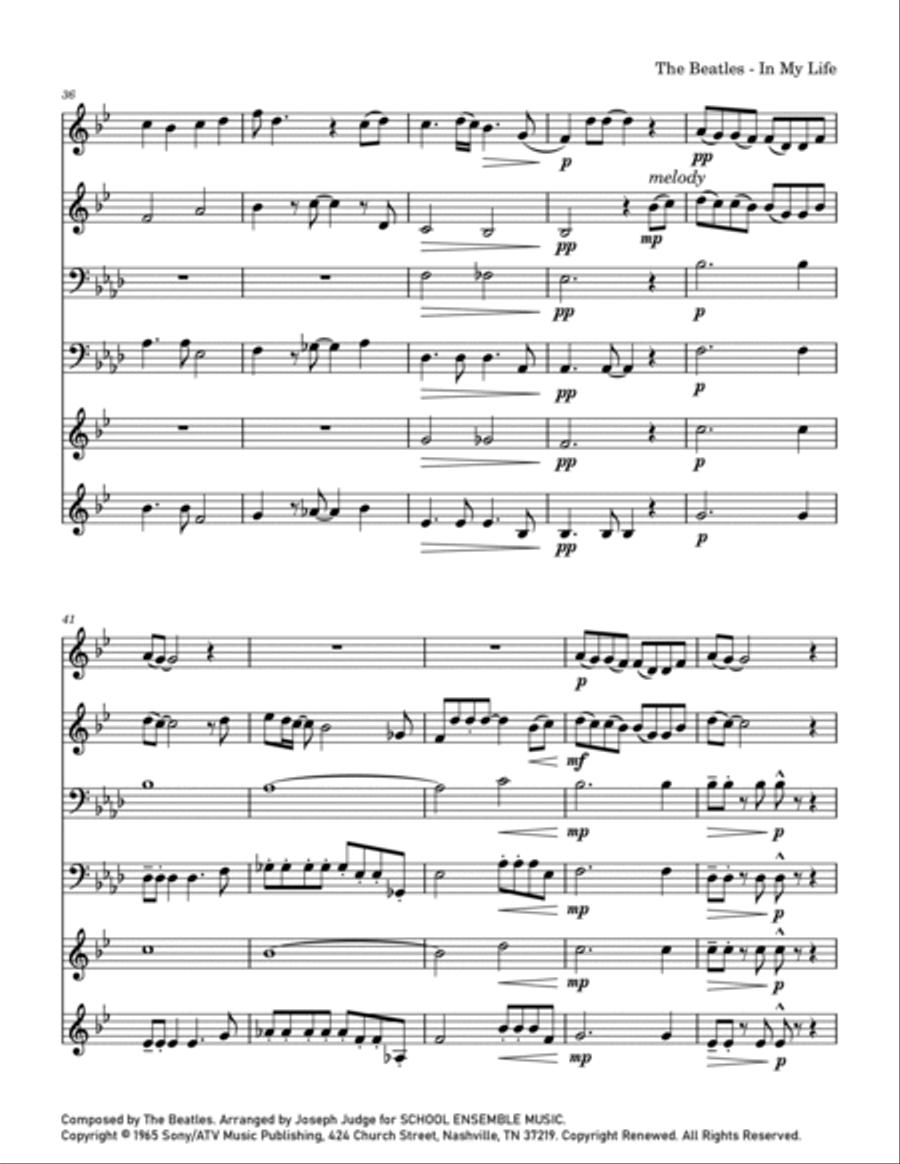 In My Life Chamber Music scores gallery preview page 5