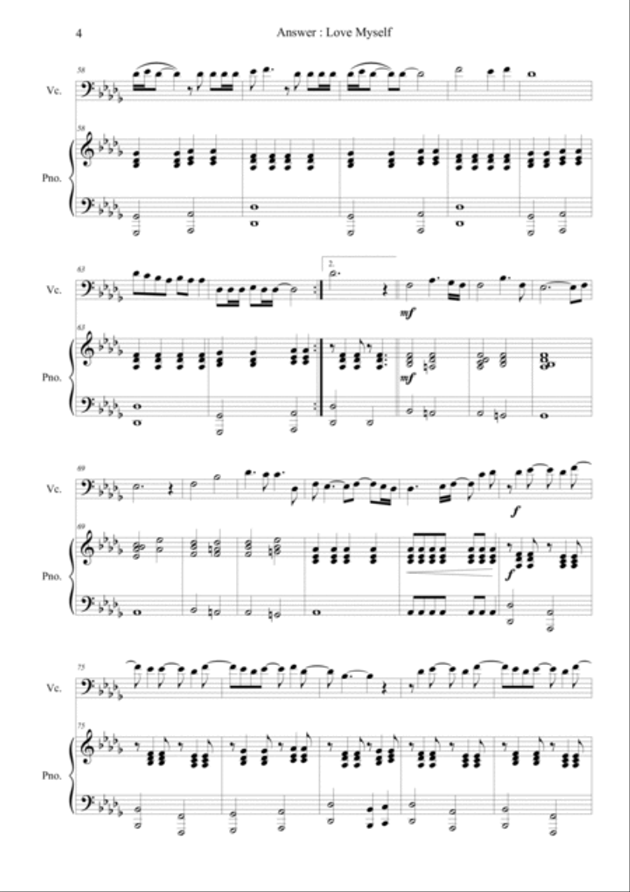 Answer : Love Myself Piano scores gallery preview page 4