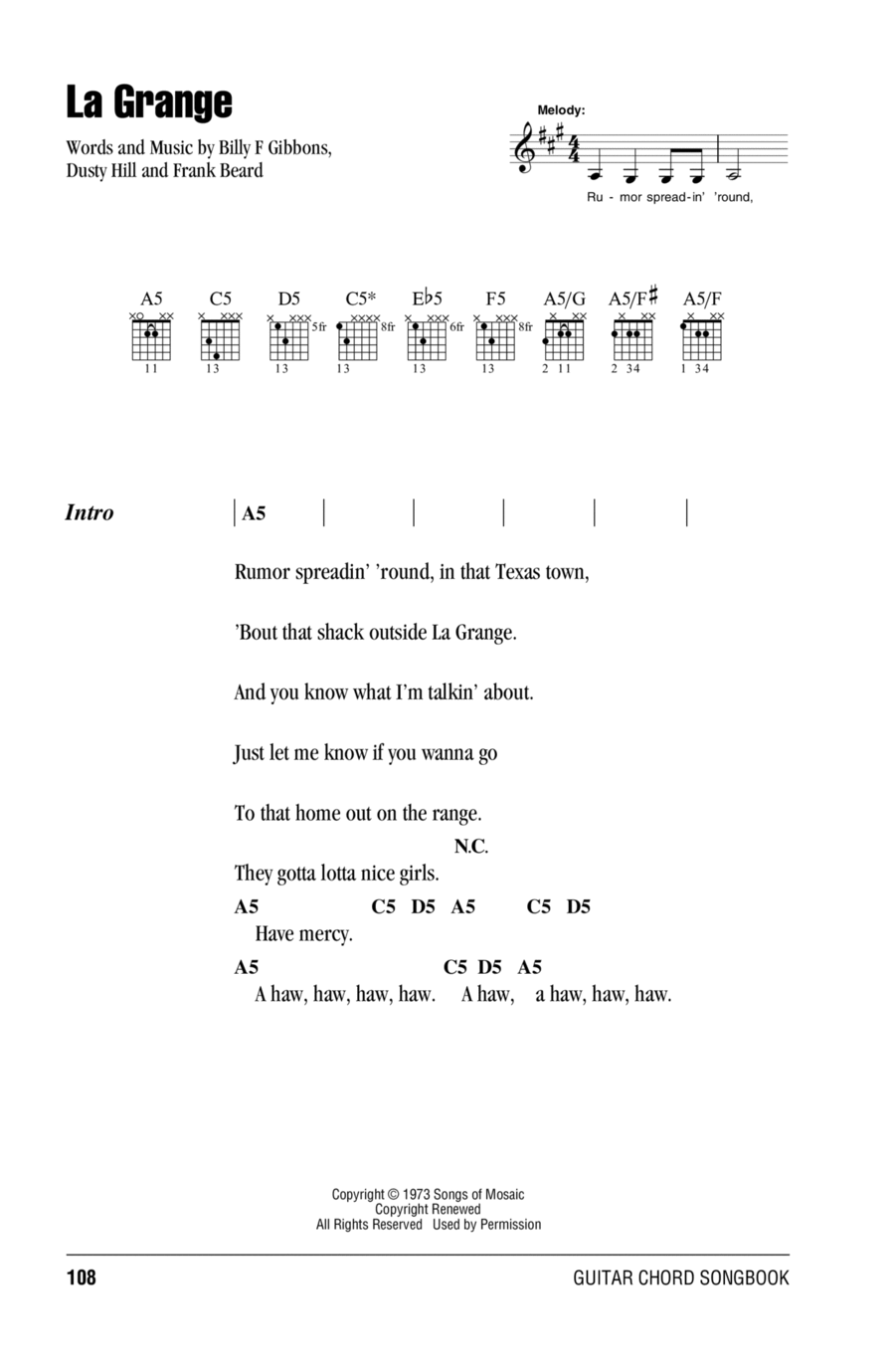 La Grange Acoustic Guitar scores gallery preview page 1