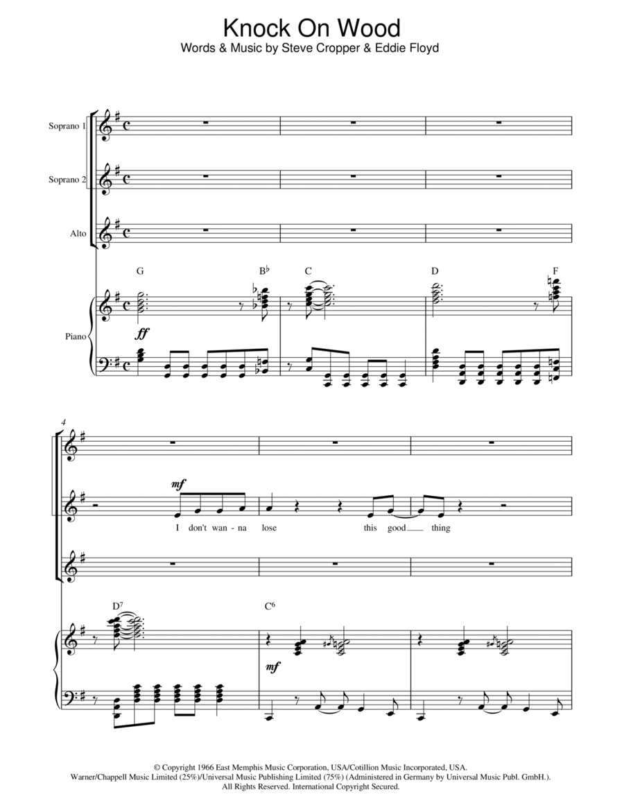 Knock On Wood (arr. Berty Rice) SSA scores gallery preview page 1
