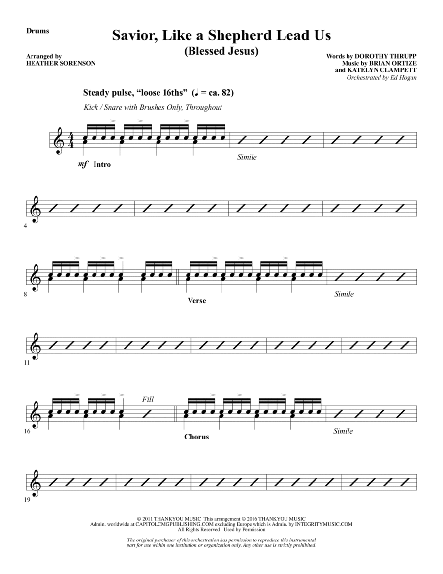 Savior, Like a Shepherd Lead Us (Blessed Jesus) - Drums Choir scores gallery preview page 1