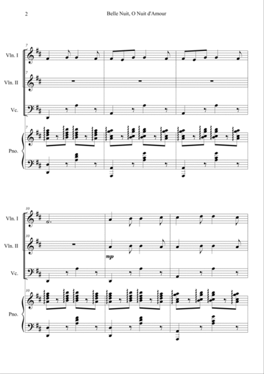 Belle Nuit o nuit d'amour Piano Quartet scores gallery preview page 2