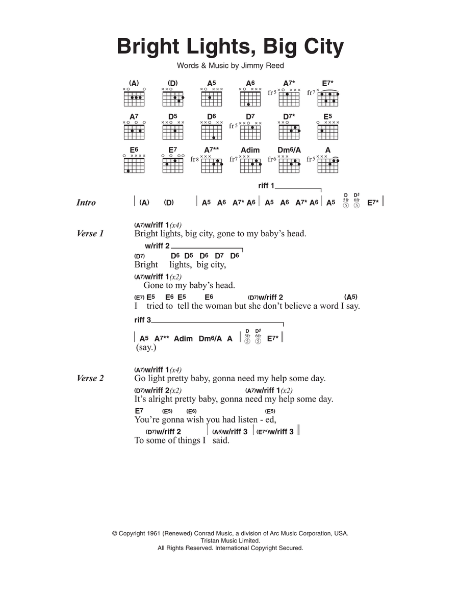 Bright Lights, Big City Electric Guitar scores gallery preview page 1