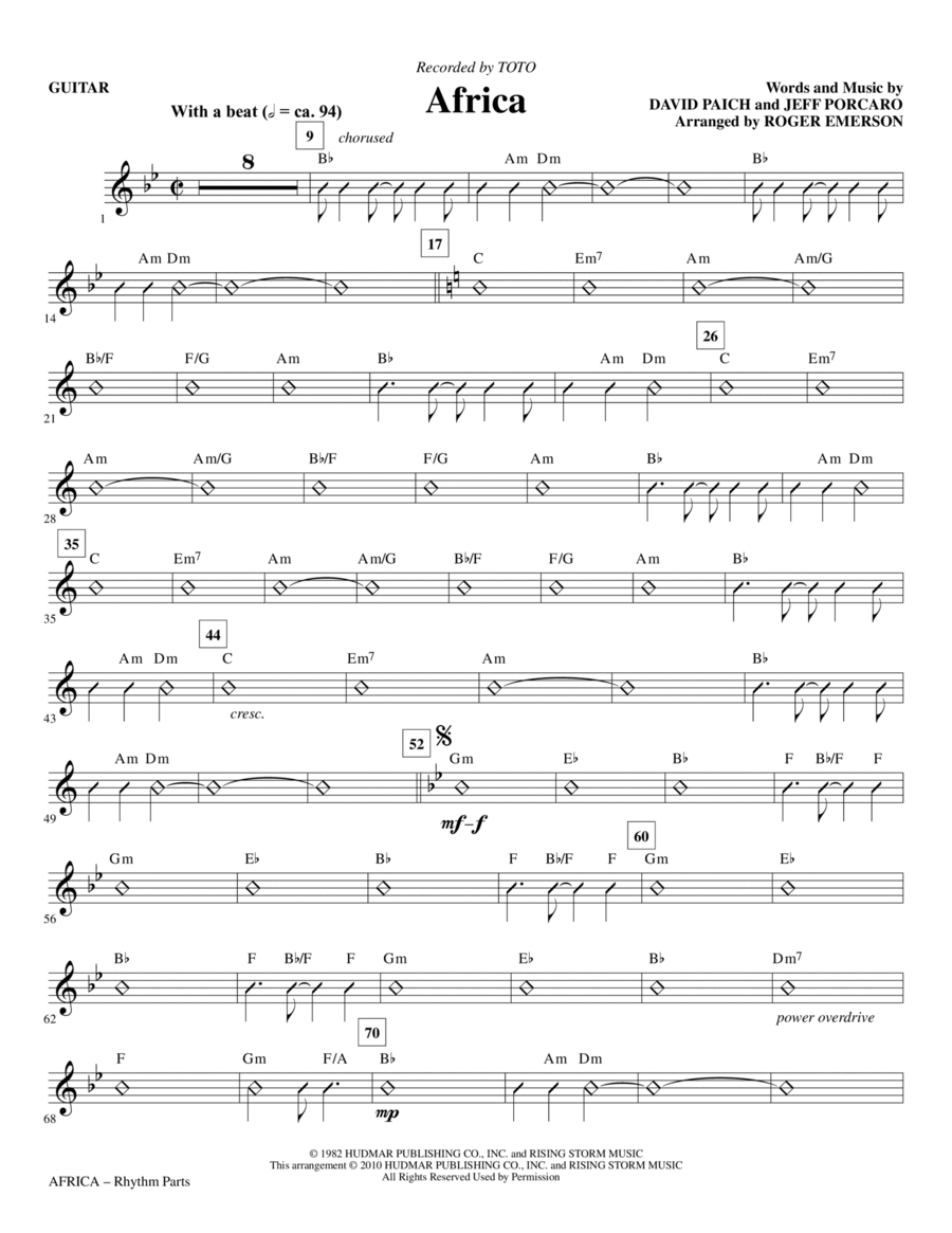 Africa (arr. Roger Emerson) - Guitar Choir scores gallery preview page 1