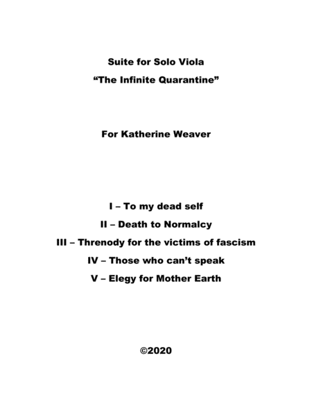 Suite for Solo Viola: The Infinite Quarantine