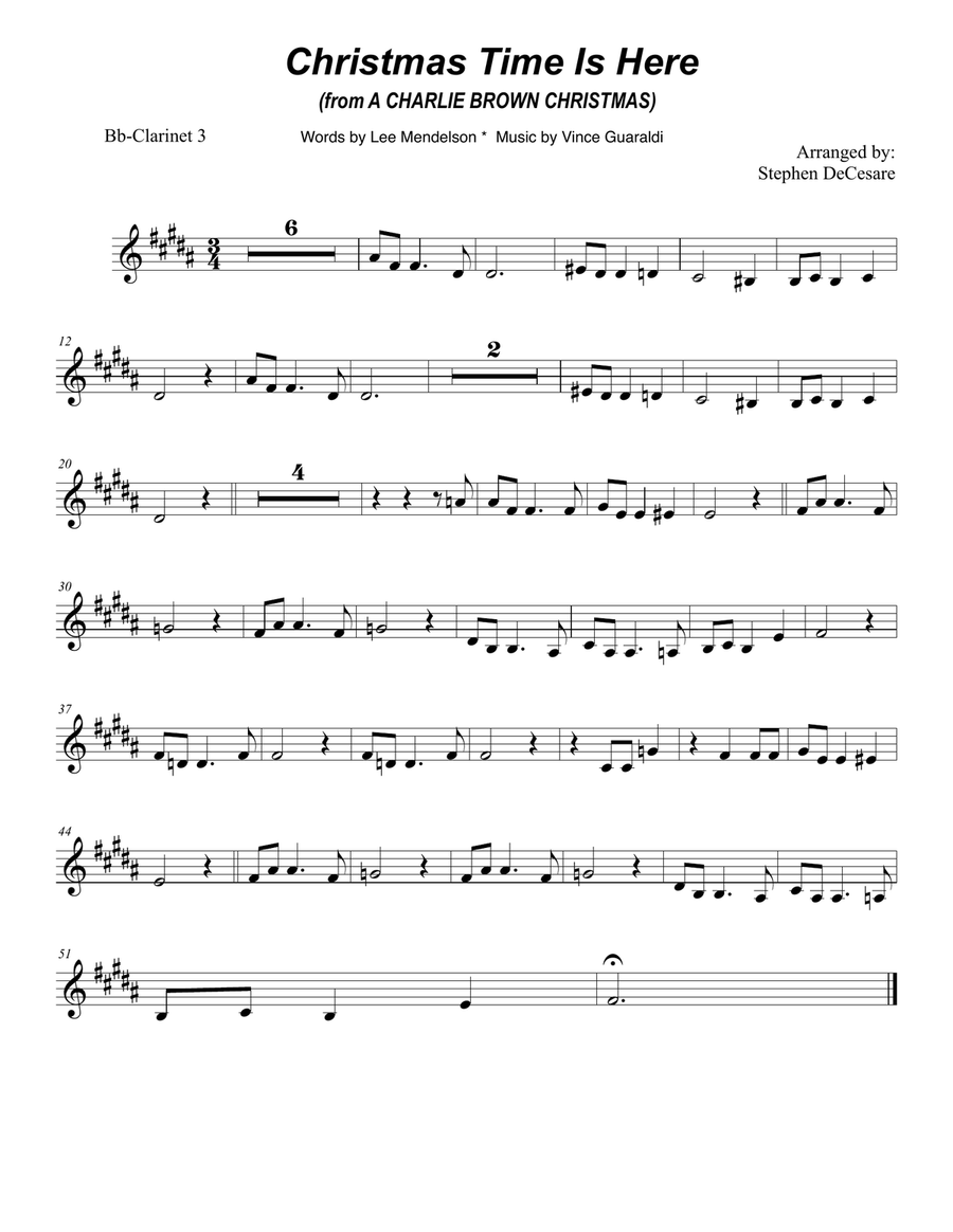 Christmas Time Is Here Clarinet Choir scores gallery preview page 5