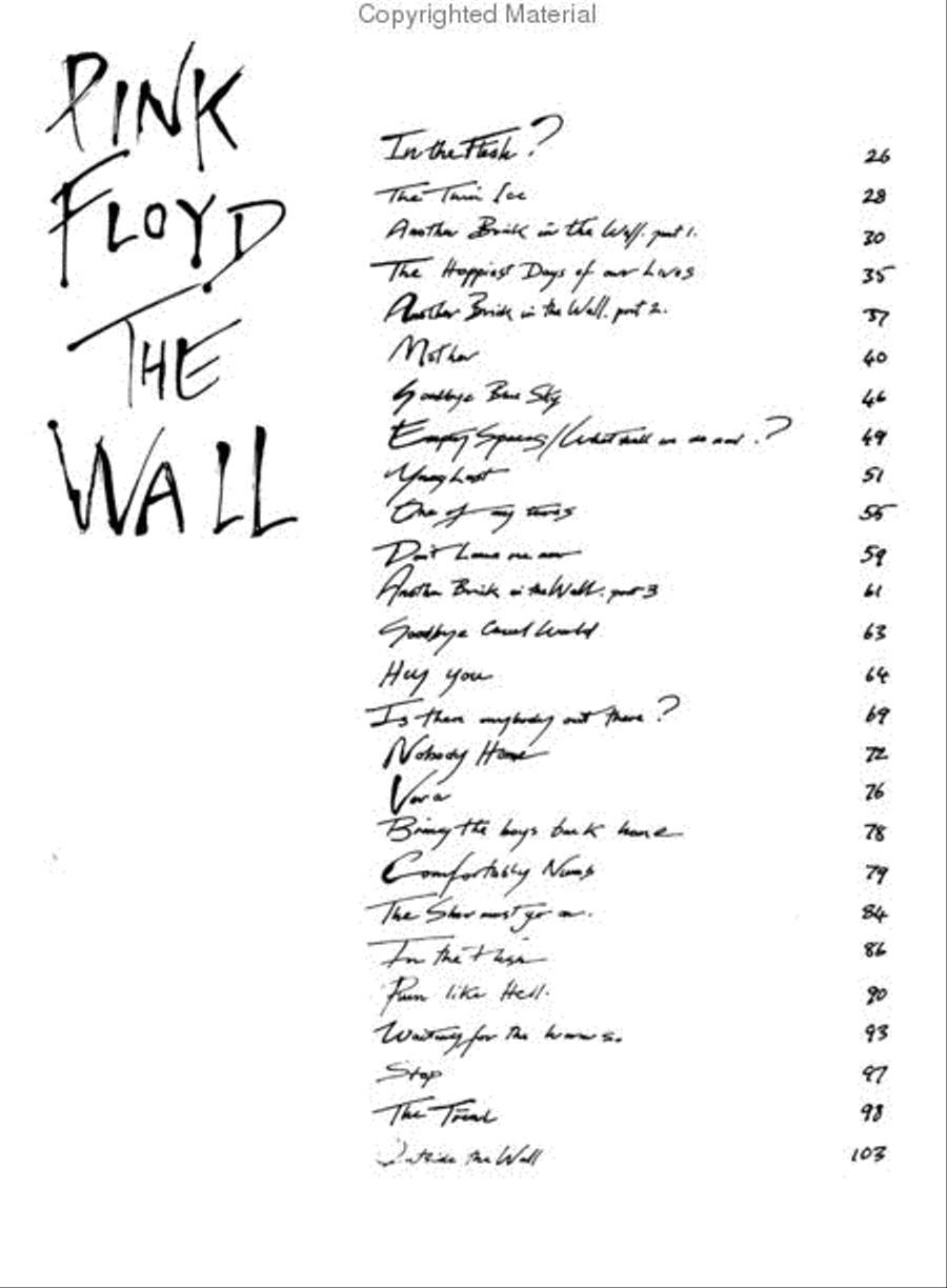 Pink Floyd – The Wall Piano, Vocal, Guitar scores gallery preview page 2