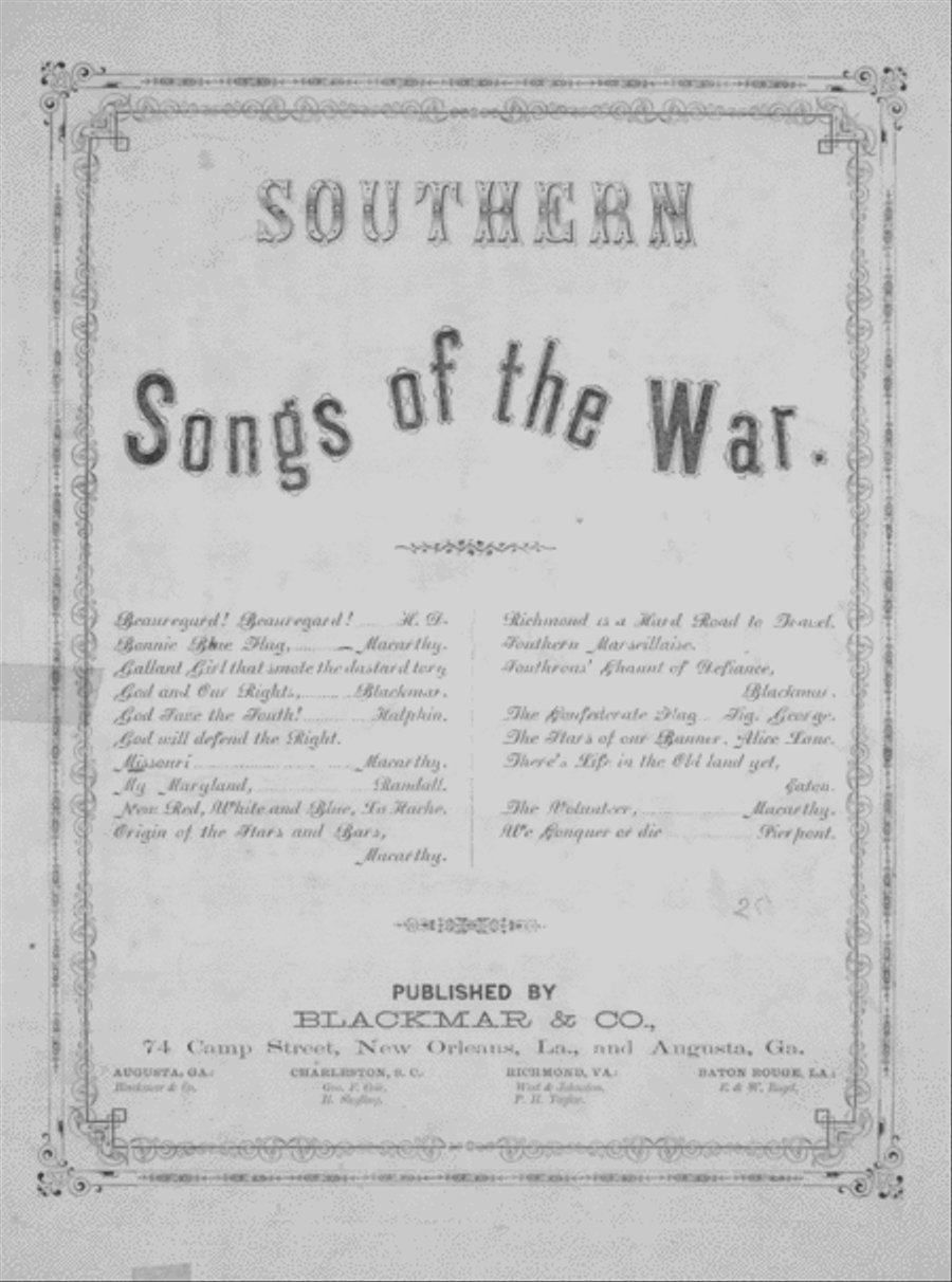 Southern Songs of the War. Missouri Voice scores gallery preview page 1