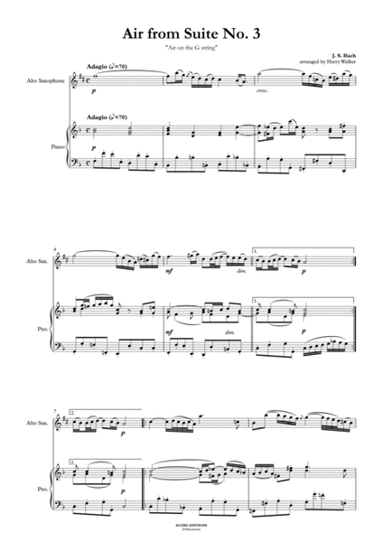 Bach Air from Suite No.3 (for Alto Saxophone and Piano) image number null
