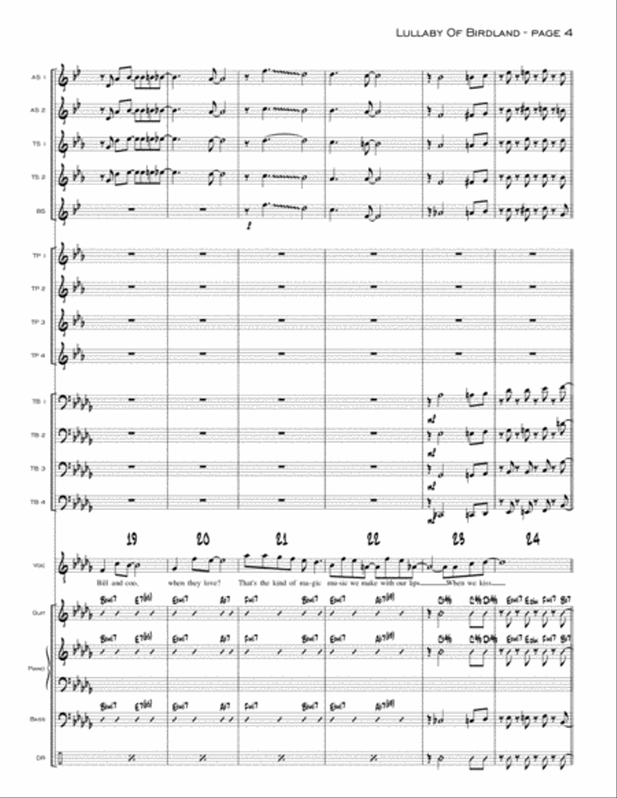 Lullaby Of Birdland Jazz Ensemble scores gallery preview page 4