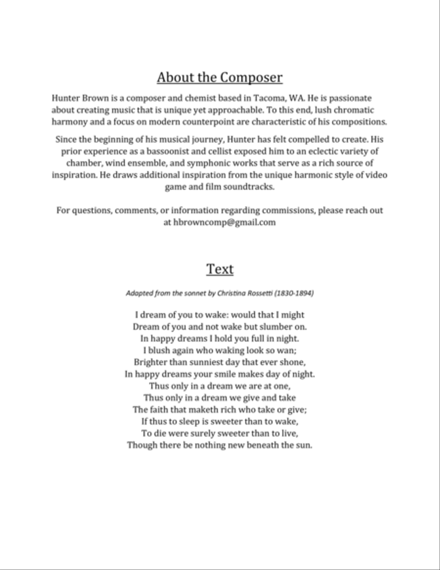 I Dream of You, to Wake (Mezzo-Soprano and Piano) Mezzo-Soprano Voice scores gallery preview page 2