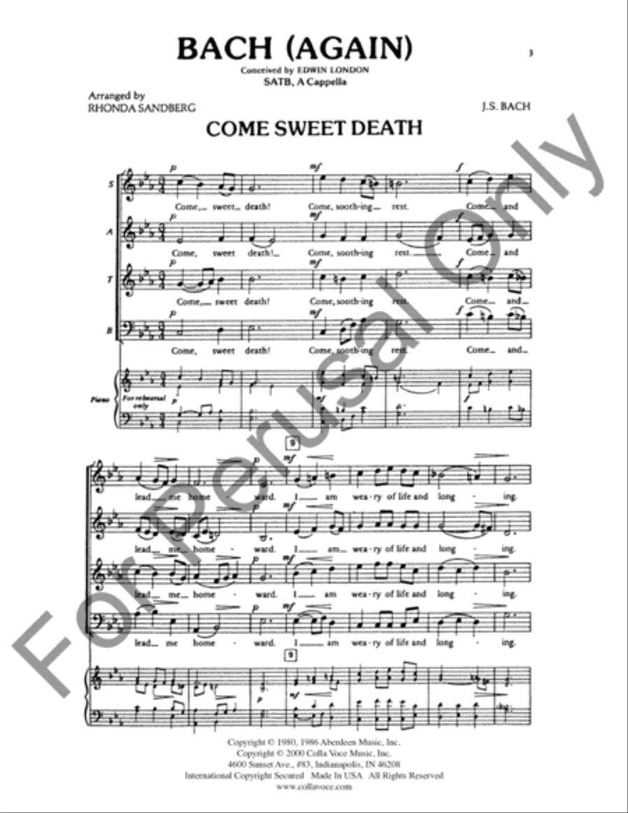 Bach (Again) Come Sweet Death 4-Part scores gallery preview page 2