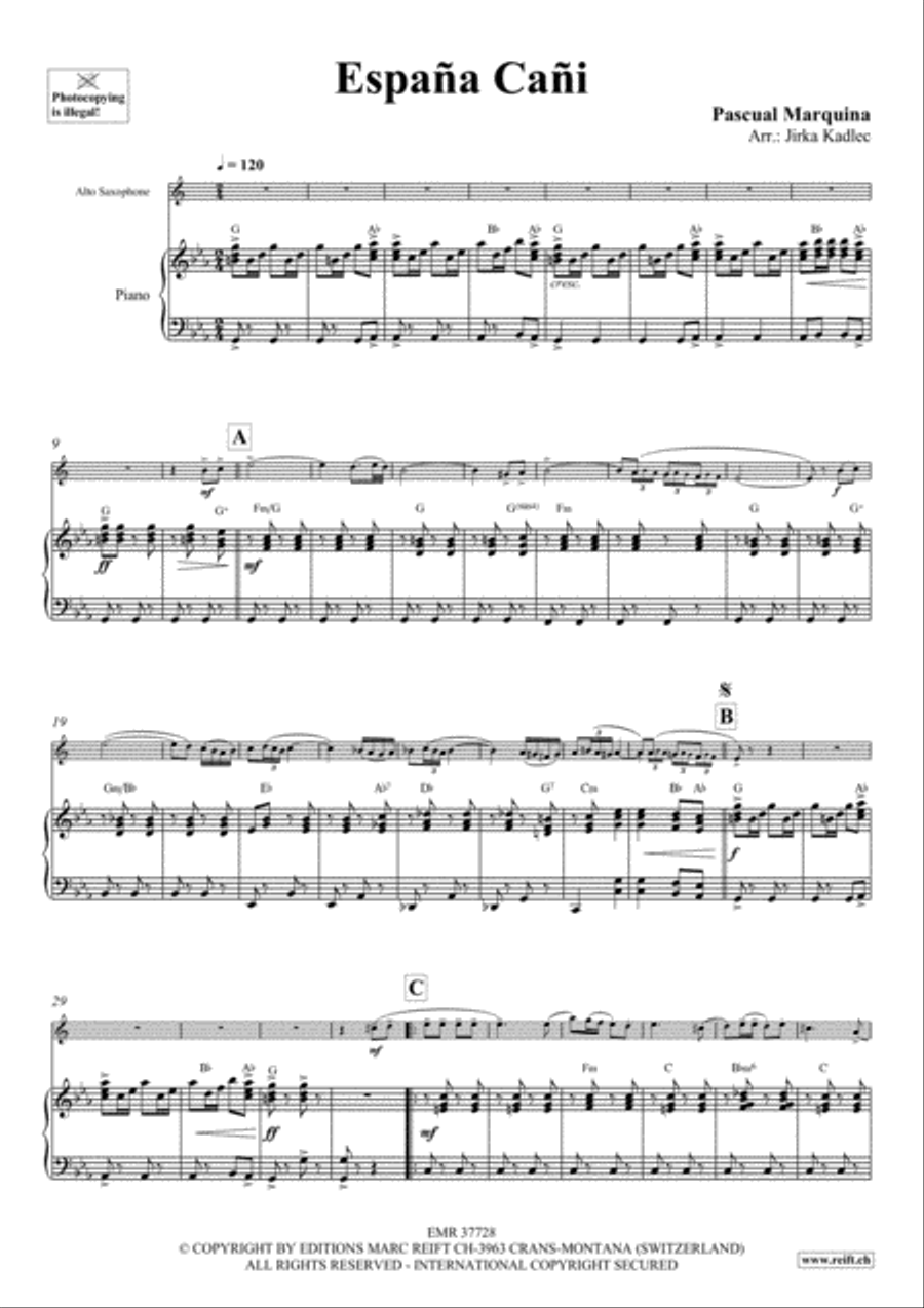 Espana Cani Espana Cani Alto Saxophone scores gallery preview page 3