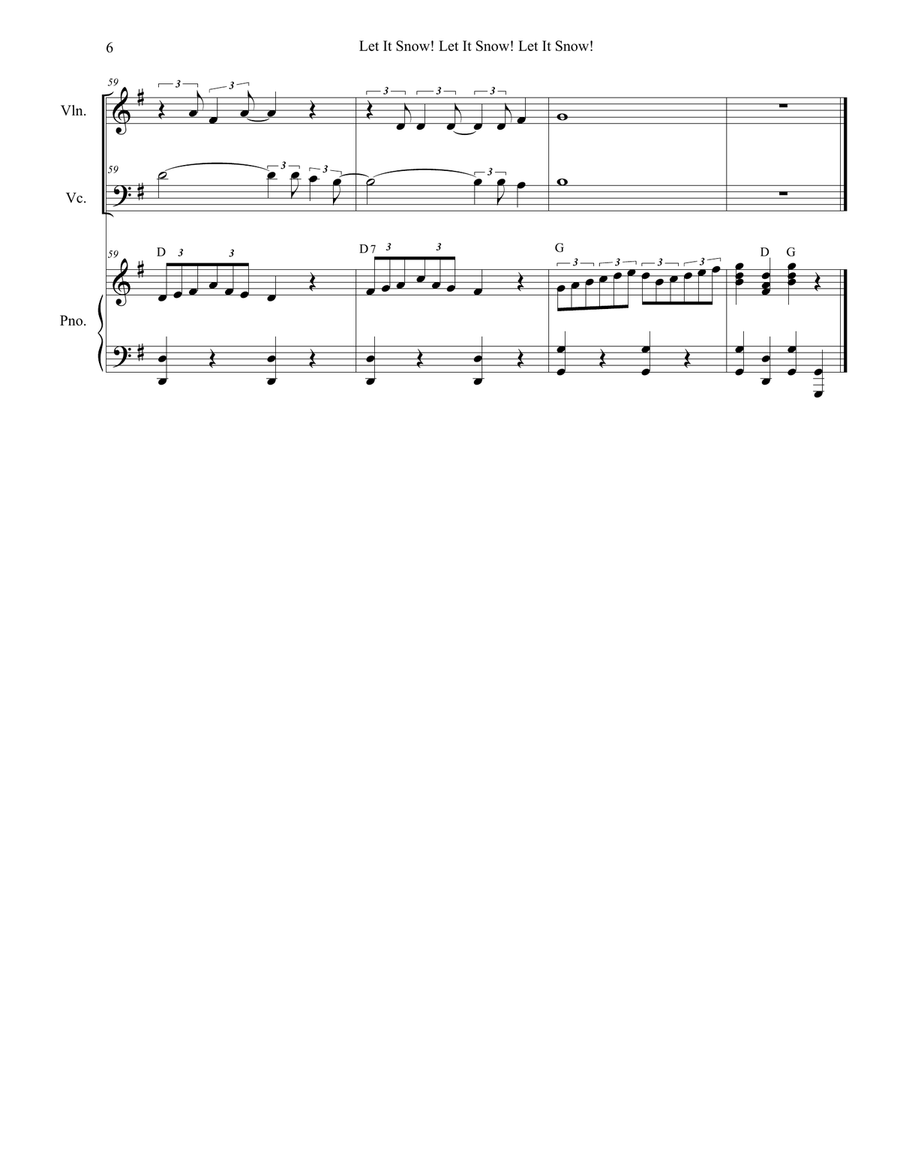 Let It Snow! Let It Snow! Let It Snow! Piano Trio scores gallery preview page 6