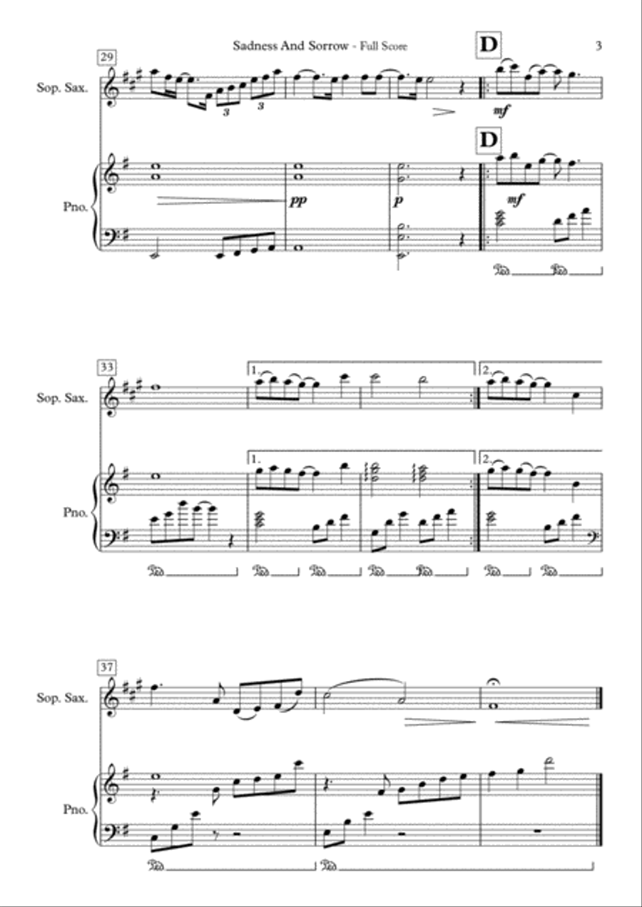 Sadness And Sorrow Sadness And Sorrow Soprano Saxophone scores gallery preview page 4