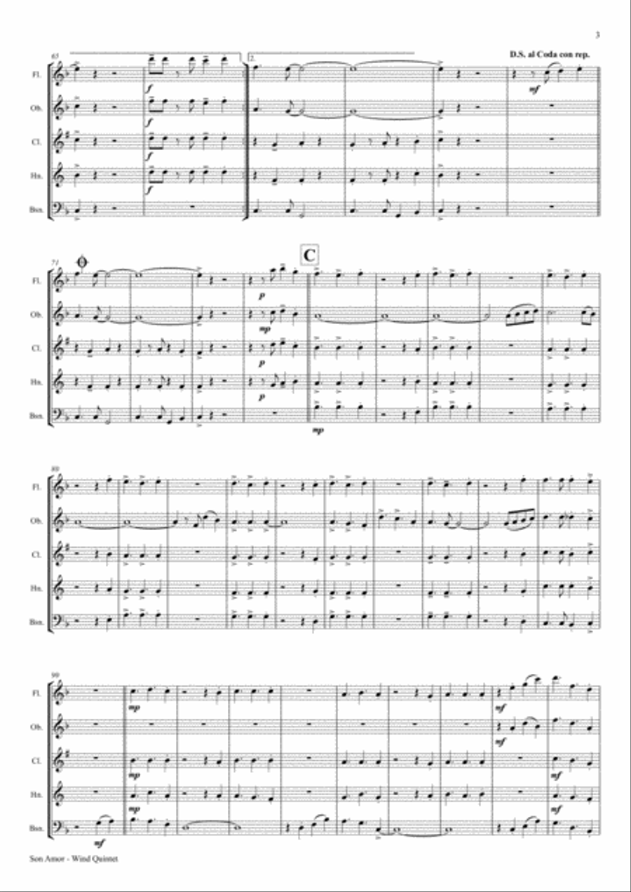 Son amor! - Samba - Wind Quintet Woodwind Quintet scores gallery preview page 4