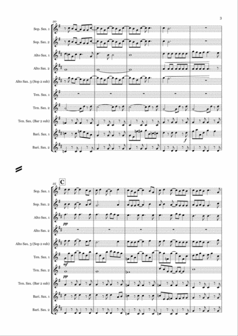 Sweet Child O' Mine Woodwind Ensemble scores gallery preview page 3