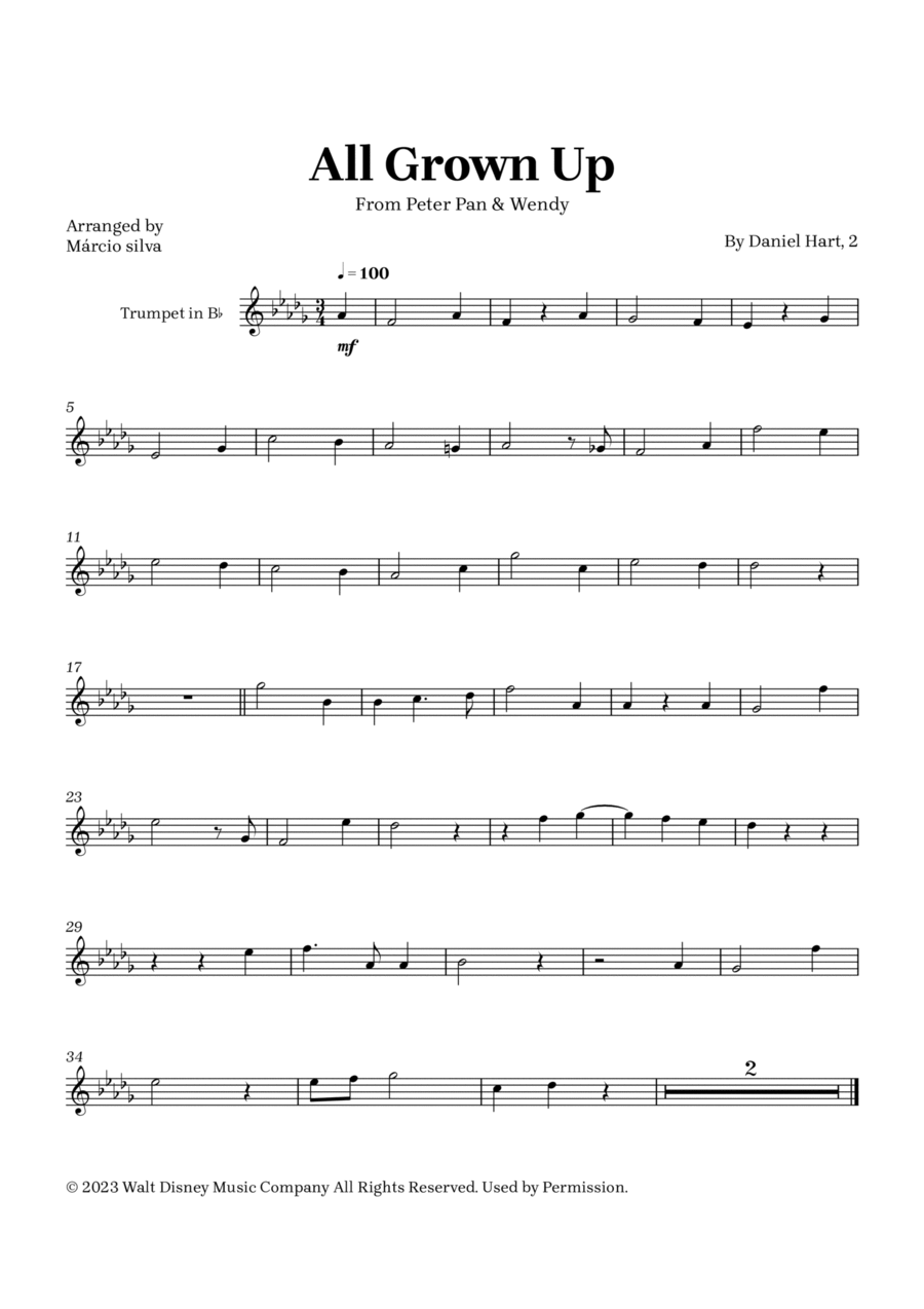 All Grown Up B-Flat Trumpet scores gallery preview page 1
