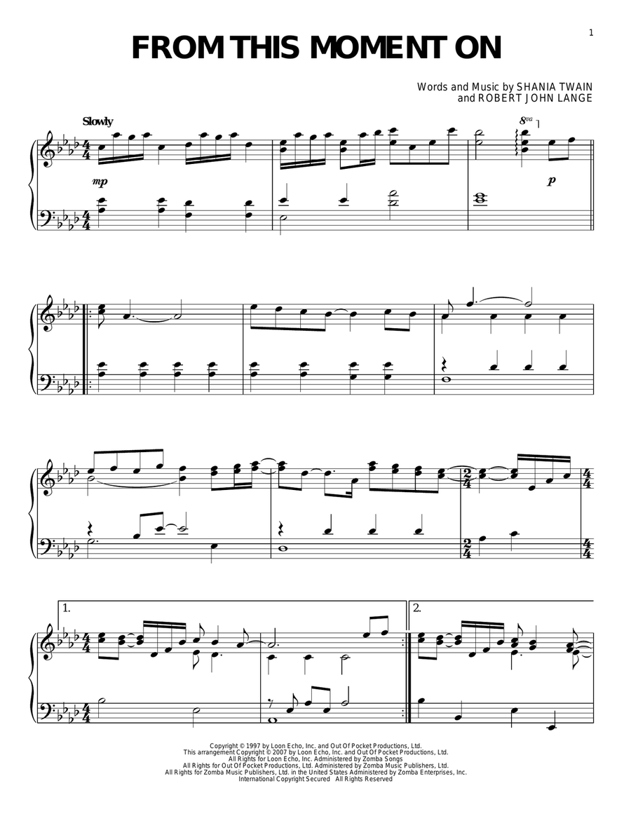 From This Moment On Piano Solo scores gallery preview page 1