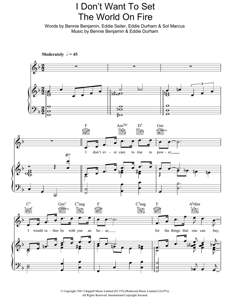 I Don't Want To Set The World On Fire Guitar scores gallery preview page 1