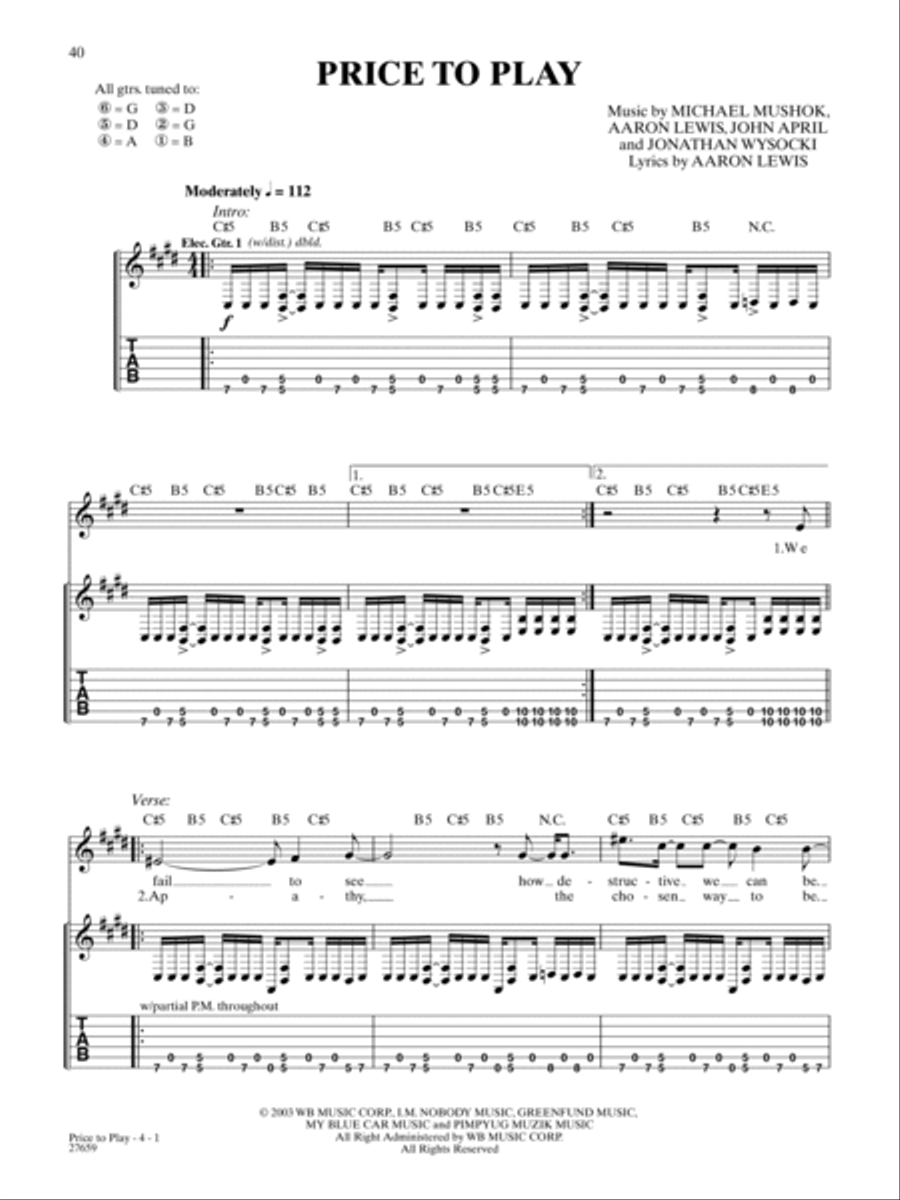 Price To Play Price To Play Guitar Tablature scores gallery preview page 1
