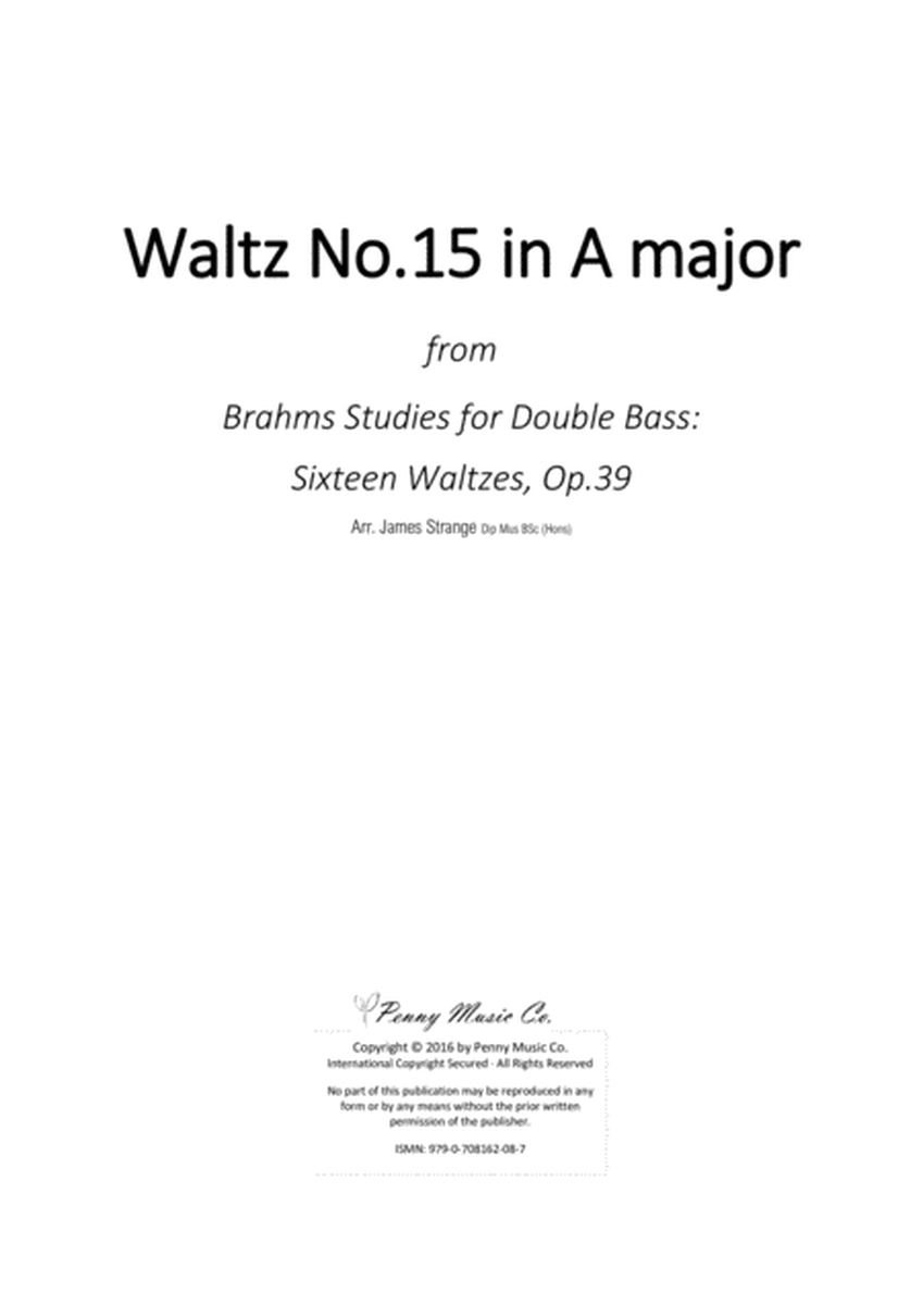 Brahms Waltz No.15 in A Major (Double Bass) image number null