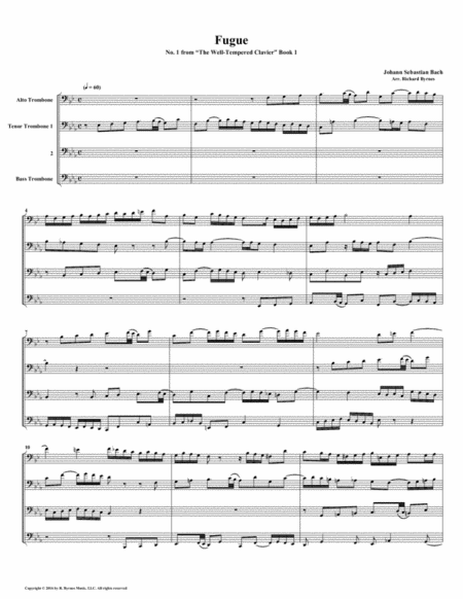 Fugue 01 from Well-Tempered Clavier, Book 1 (Trombone Quartet) image number null