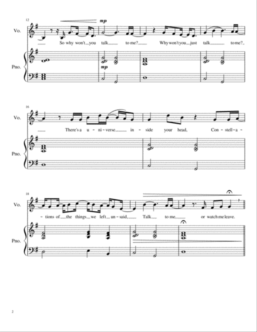 Talk To Me Piano, Vocal, Guitar scores gallery preview page 2