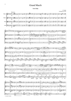 Book cover for Verdi Grand March from Aida, for string quartet, CV002