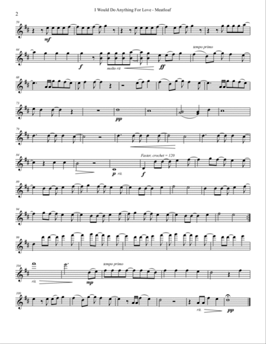 I'd Do Anything For Love (but I Won't Do That) String Quartet scores gallery preview page 2