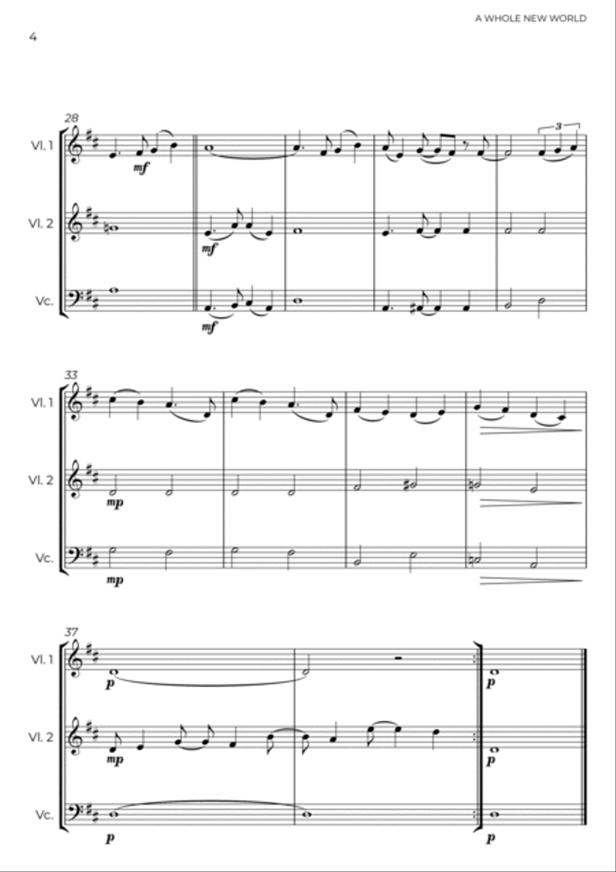 A Whole New World String Trio scores gallery preview page 4