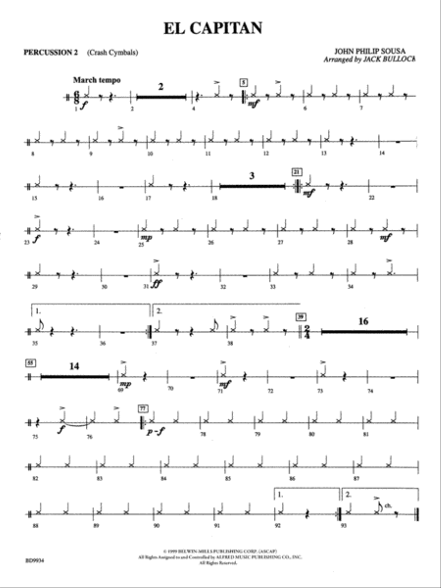 El Capitan: 2nd Percussion Concert Band scores gallery preview page 1