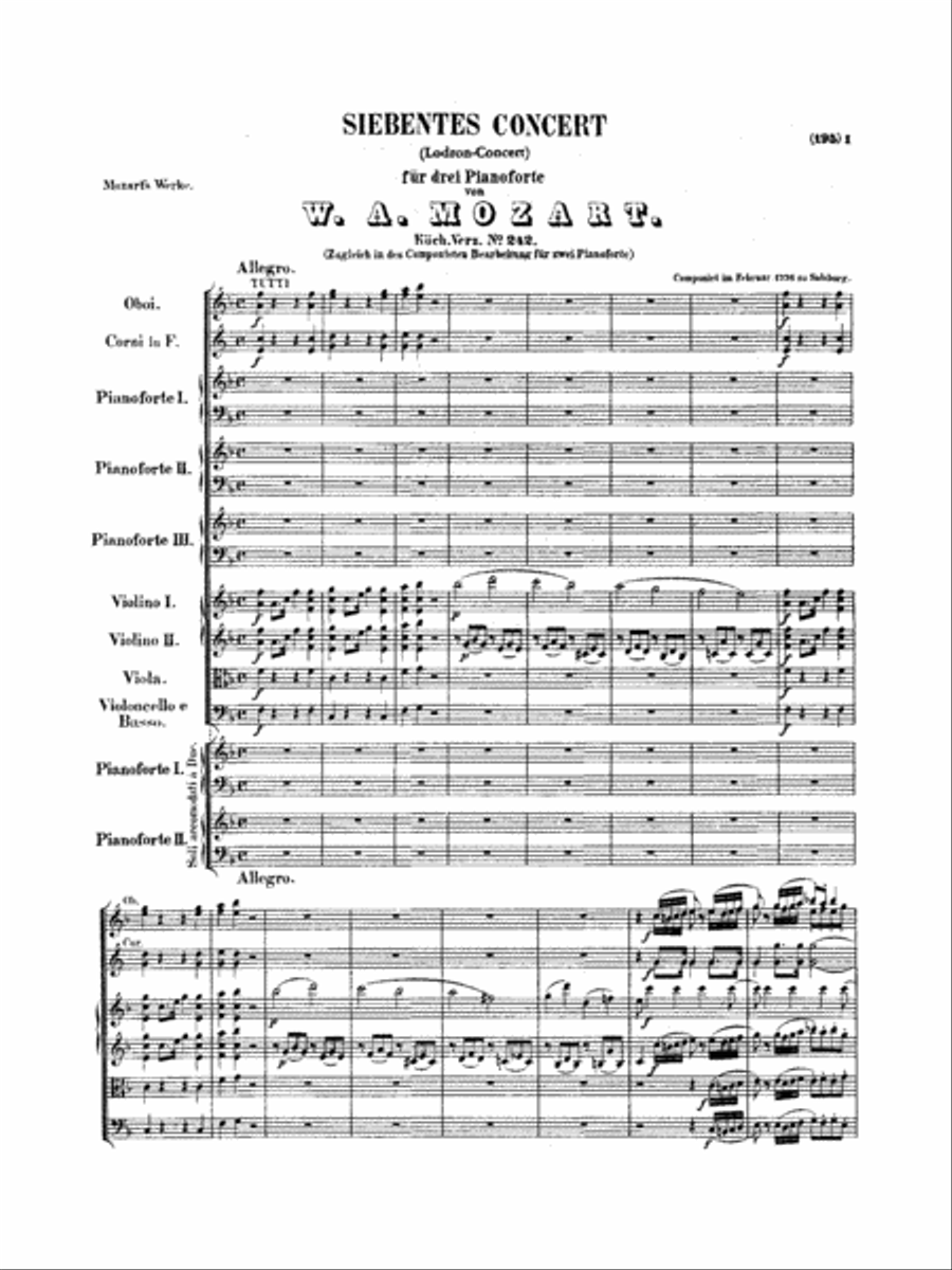 Concertos No. 7 for Three Pianos (K. 242); No. 8 (K. 246) Full Orchestra scores gallery preview page 6