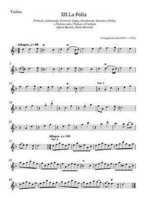 Arcangelo Corelli - Violin Sonata in D minor, Op.5 No.12 'La Folia' - For Violin Solo Original