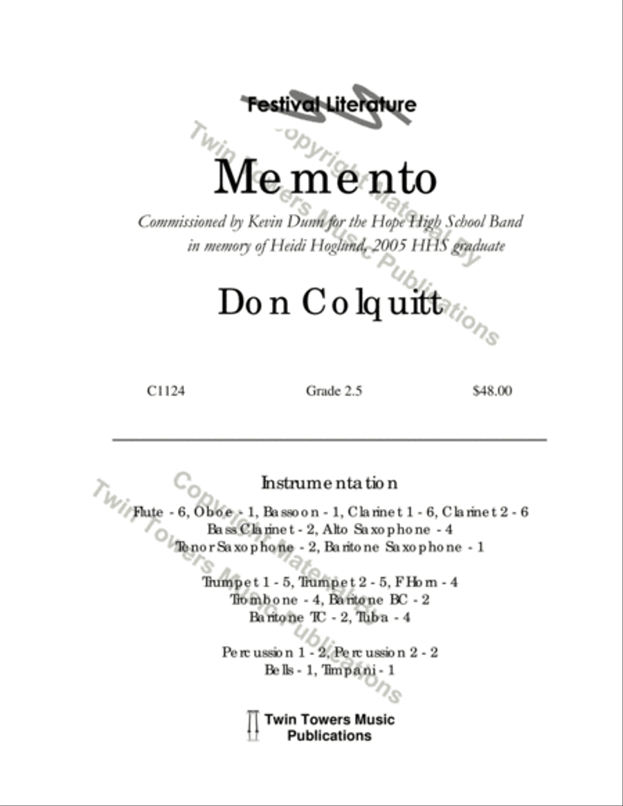 Memento Concert Band scores gallery preview page 2